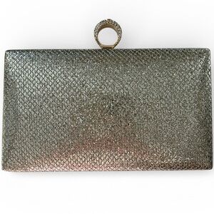 Starlet Gold & Sliver Clutch gold rhinestone ring clasp & Gold chain 8”LX4.5”H